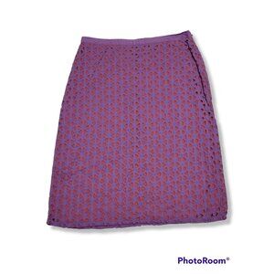 Boden Purple Orange A-Line Mid Length Skirt - Size 4 Regular
